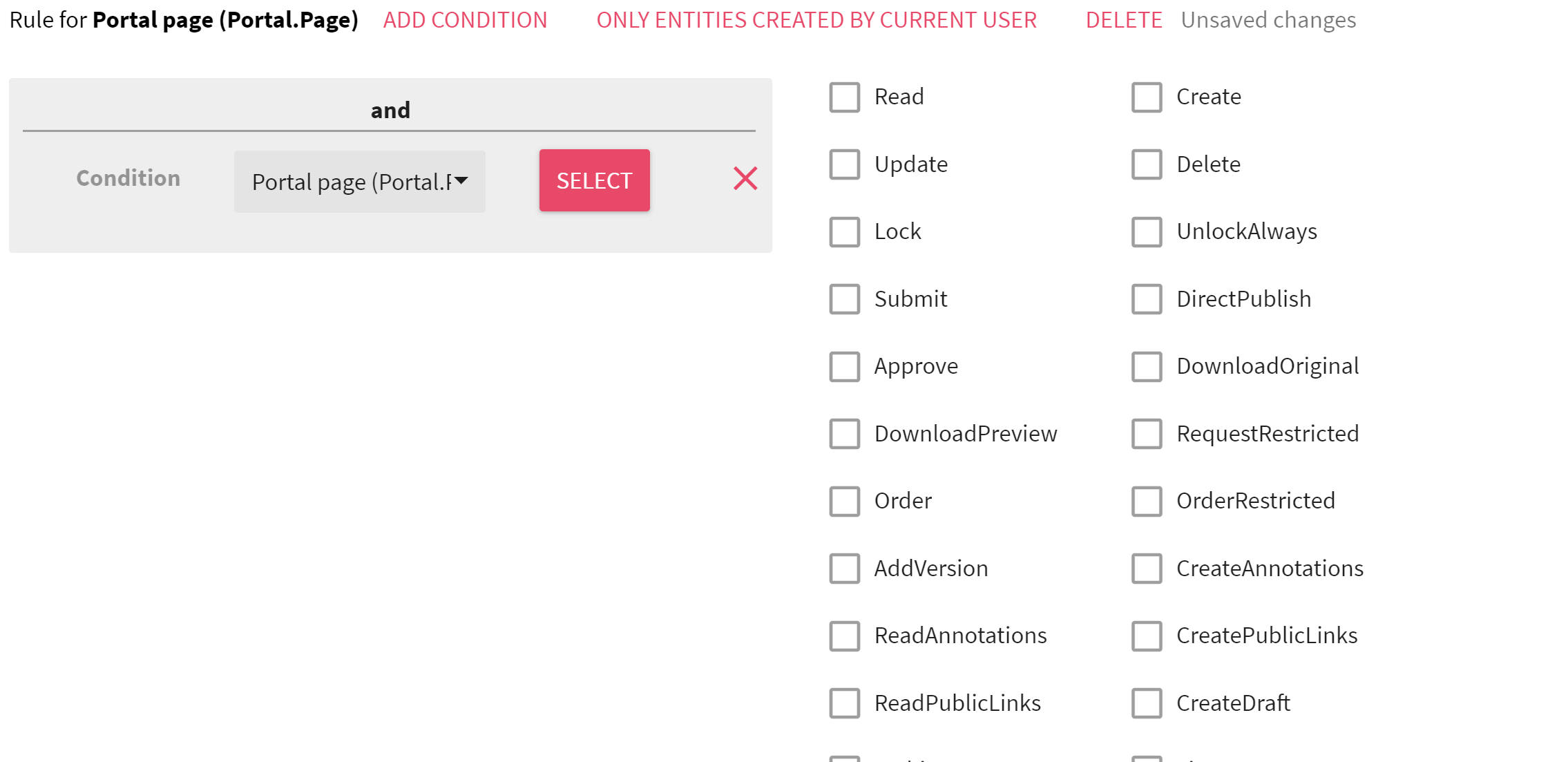 page permissions drill down